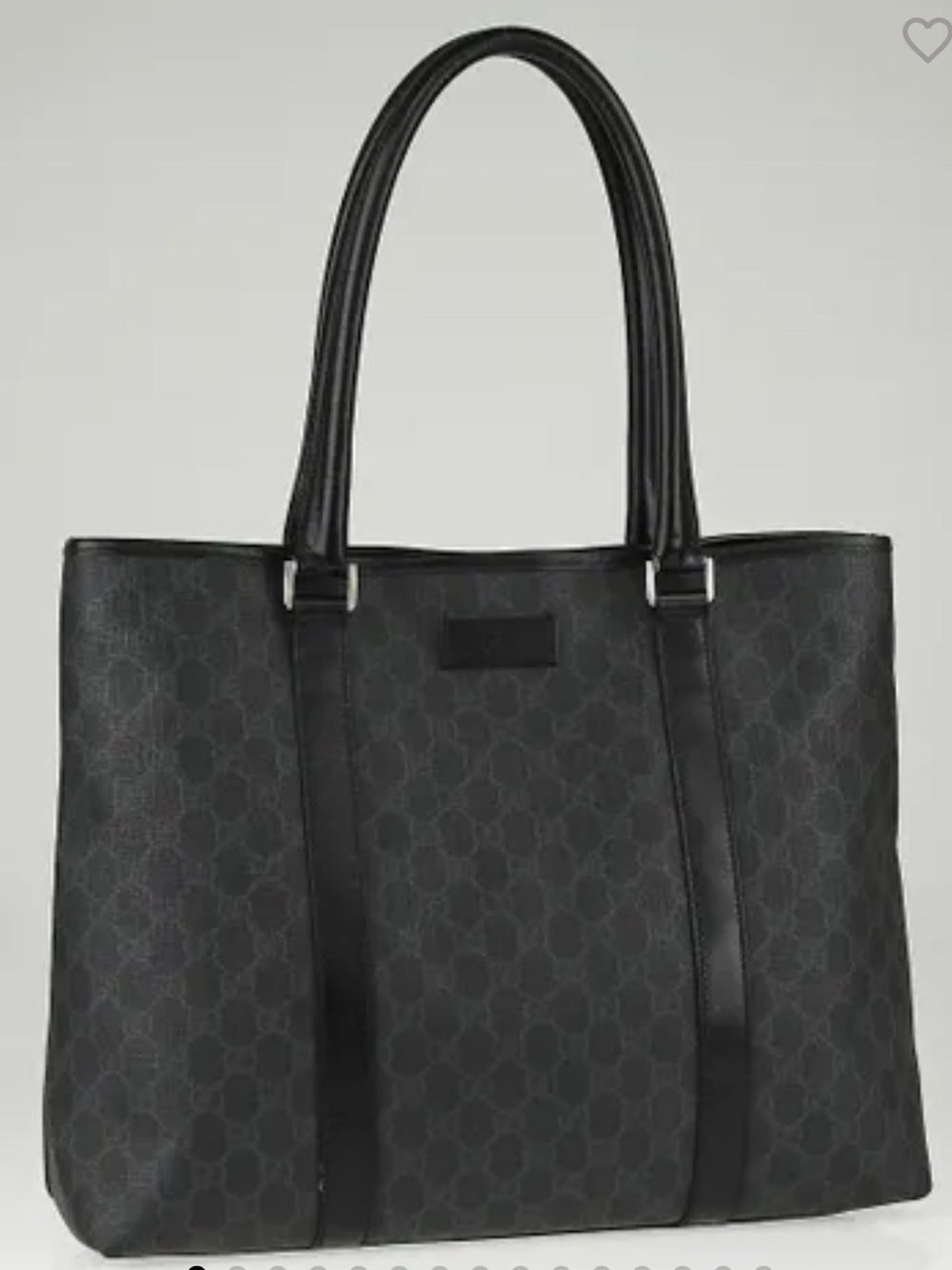 Gucci Black/Grey GG Coated Canvas Large Tote Bag.  16.5"W x 11.8"H x 7.2"D